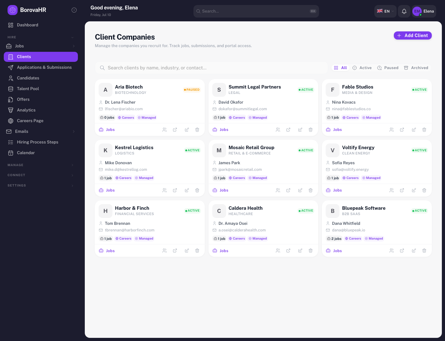 Agency Client Companies - Manage multiple recruitment clients