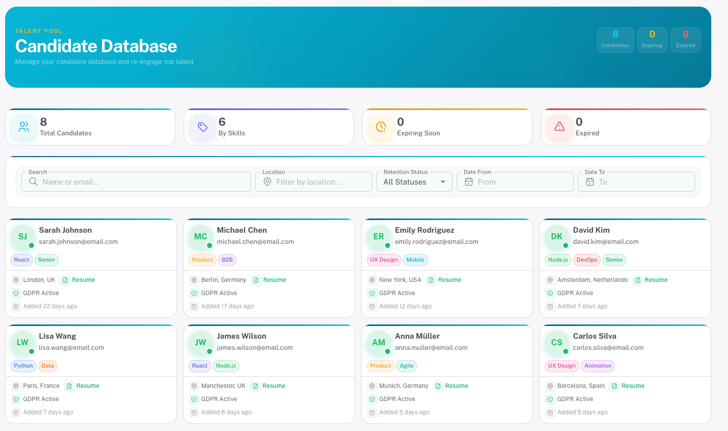 Talent Pool - Build and manage your candidate database
